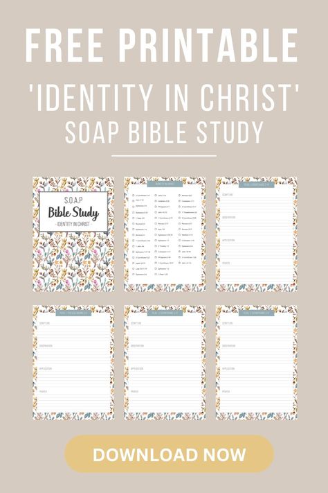 Soap Bible Study Method Template, Bible Templates Free Printable, Who I Am In Christ Printable, Bible Journaling Free Printables, Soap Bible Study Method Printable Free, Bible Study Templates Free Printables, Free Bible Study Printables Worksheets, Bible Free Printable, Bible Binder