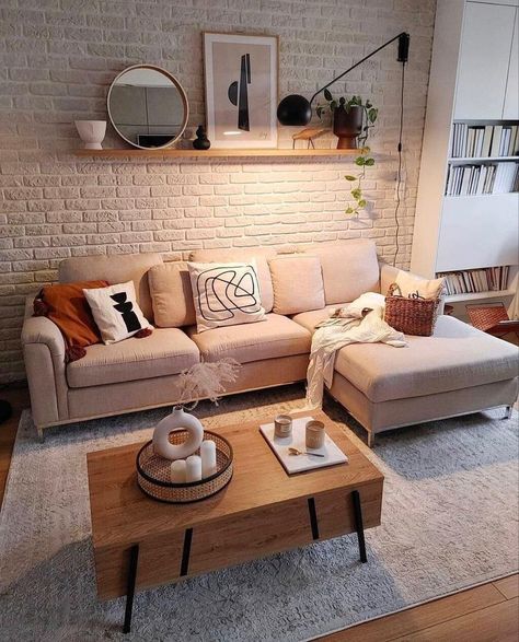 Small Living Room Decor, White Brick, Decor Home Living Room, Living Room Decor Apartment, Living Room Inspo, Home Design Decor, Room Inspiration Bedroom, Apartment Living Room, Cozy Living Rooms