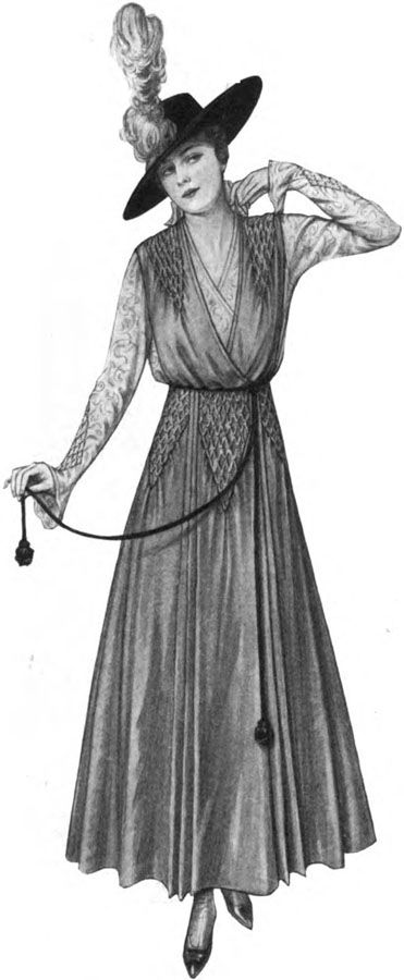 Woman's Home Companion, January 1916. Honeycomb smocking is the main feature on this surplice-front smock. I prefer jumpers (fitted or semi-fitted sleeveless dresses) for office wear as the shirt you wear beneath it fills the "dress shield" function, leaving the dress fresh for multiple wearings and allowing you to vary the look by the type of shirt and sweater or jacket you wear on top.  I would use applique or border prints to take the place of the honeycomb smocking. Honeycomb Smocking, Dress Shields, 10s Fashion, Smocking Dress, History Bounding, Fashion 1910, Custom Dress Shirts, Smocked Clothes, 1910s Fashion