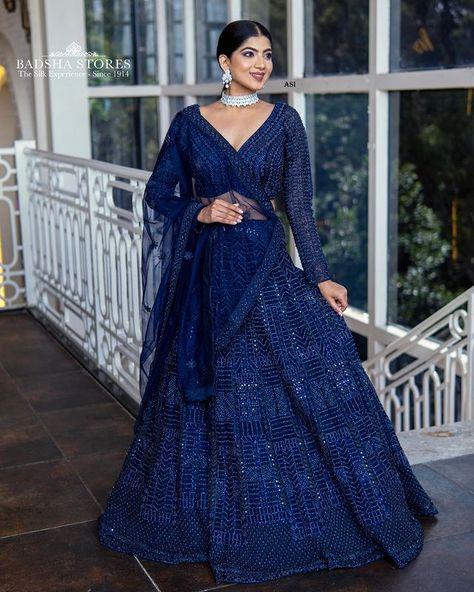 Bridal Lehenga Store (@badshastore.in) • Instagram photos and videos Commercial Street Bangalore, Eid Video, Indian Evening Gown, Lehenga Blue, Navy Blue Lehenga, Commercial Street, Blue Lehenga, Steal The Spotlight, Indian Couture