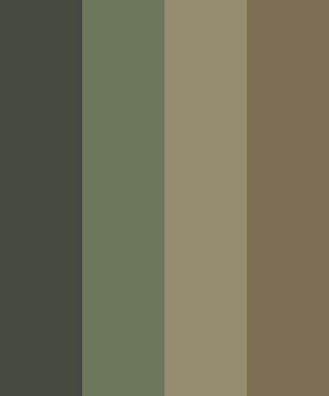 American Camouflage Color Palette Khaki Color Palette Colour Schemes, Army Green Color Scheme, Tlou Color Palette, Camouflage Color Palette, Khaki Pallete Color, Khaki Green Colour Palette, Swamp Colour Palette, Greens And Browns Palette, Khaki Green Color Palette