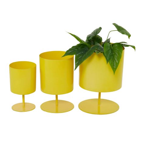 "Get this The Novogratz Metal Modern Planters Set t Michaels. com. This item features a deep pot with slender structure making a friendly planter for any compact space. Give your plants refreshing display containers with these planter pots set in your home corners, balcony, or indoor garden. This item features a deep pot with slender structure making a friendly planter for any compact space. Add some greenery into your living space for a refreshing look with a comforting element and better air q Yellow Planter, Pots Set, Mid Century Planter, Planter Beds, Modern Planter, Yellow Plants, Planters For Sale, Corner House, Modern Planters