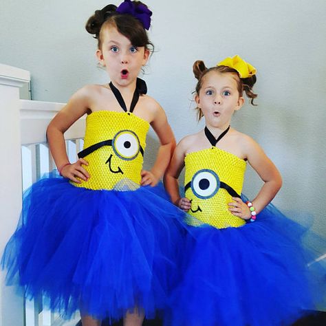 Halloween Tutu Costumes Toddler Minion Costume, Minion Tutu, Halloween Tutu Costumes, Homemade Minion Costumes, Frozen Tutu, Minion Pumpkin, Tutu Dress Costumes, Happy Birthday Minions, Minion Costumes