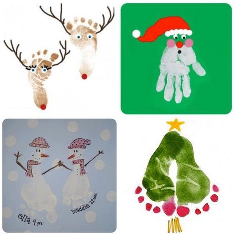 Christmas Handprint/footprint ideas | Easy, Inexpensive, and Creative Christmas Crafts for Kids Hand Print Art, Juleverksted For Barn, Footprint Crafts, Christmas Crafts To Make, Footprint Art, Handprint Crafts, Navidad Diy, Handprint Art, Christmas Crafts For Kids