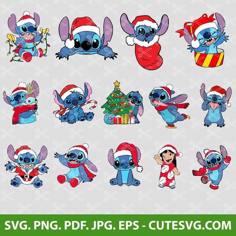 Stitch New Year, Stitch Noel, Lilo And Stitch Christmas, Stitch Svg, Stitch Tattoo, Lilo And Stitch Quotes, Christmas Cutouts, Lilo And Stitch Drawings, Stitch Quote