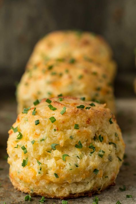 Ridiculously Easy Cheddar Chive Biscuits - thecafesucrefarine.com Cheddar Chive Biscuits, Chive Biscuits, Buttermilk Biscuits Easy, Easy Biscuit Recipe, Southern Biscuits, How To Make Biscuits, Biscuits Easy, Cooks Illustrated, Buttermilk Biscuits