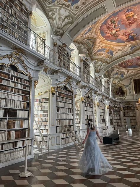 Classic Library Aesthetic, Admont Abbey Library Austria, Dream Library Aesthetic, Old Money House Library, Old Money Library, Admont Austria, Fancy Library, Ethereal Library, Admont Abbey Library