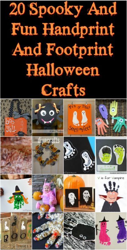 20 Spooky And Fun Handprint And Footprint Halloween Crafts {With tutorial links} Halloween Crafts With Feet Prints, Diy Halloween Handprint Crafts, Hand And Footprint Halloween Crafts, Halloween Feet Paint Crafts, Easy Halloween Handprint Crafts, Halloween Crafts Footprints, Halloween Paint Craft Toddler, Hand Paint Halloween Crafts, Baby Halloween Crafts Ideas Paint