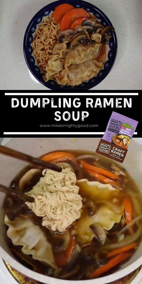 You need this dumpling ramen soup in your life. We know dumplings are delicious on their own, but if you add them on top of your ramen, you're in for a real treat. Wonton Ramen Soup Recipe, Easy Dumpling Soup With Ramen, Dumpling And Noodle Soup, Ramen And Dumpling Soup, Dumplings And Ramen, Dumpling Ramen Soup, Ramen Dumpling Soup, Dumpling Soup With Ramen, Wonton Ramen Soup