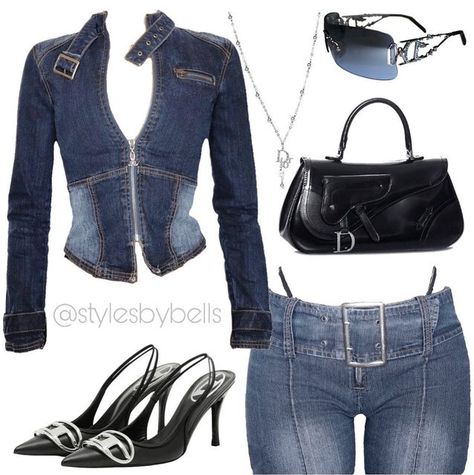 2000s Fashion Outfits Jeans, Y2k Jeans Outfit Aesthetic, Y2k Denim Aesthetic, Y2k Fashion Denim, 2000s Jean Jacket Outfit, Cute Denim On Denim Outfits, Cool Denim Outfits, Denim 2000s Outfit, Y2k Fashion Jeans