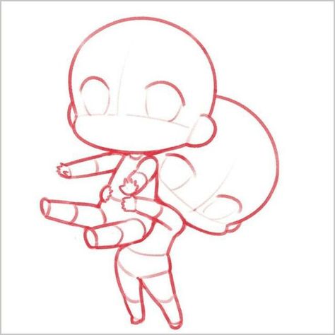 Carry Base Drawing, Chibi Carrying Pose, Chibi Templates Poses, Cute Chibi Poses, Chibi Template, Chibi Body, Chibi Sketch, Chibi Couple, 캐릭터 드로잉