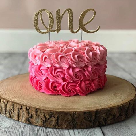 Ombré Pink Cake, Pink Smash Cake Girl, Pink Ombre Smash Cake, Red Smash Cake, Cake For Cake Smash, Rose Smash Cake, Ombre Smash Cake, Rosette Smash Cake, Pink Smash Cake