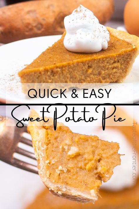 This Easy Sweet Potato Pie is a classic Thanksgiving dessert you don't want to miss. It's so simple to make, and your guests will love it! Easy Sweet Potato Pie Simple, Sweet Potato Pie Using Canned Yams, Sweet Potato Pie With Canned Yams, Canned Sweet Potato Pie, Easy Sweet Potato Pie, Sweet Potato Pie Recipes, Freeze Sweet Potatoes, Easy Sweet Potato, Canning Sweet Potatoes