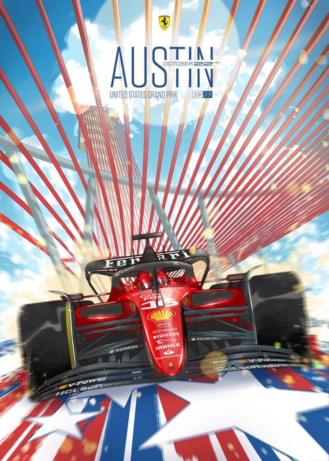 F1 Austin, Mexican Grand Prix, Grand Prix Posters, Ferrari Poster, Baby Ruth, United States Grand Prix, Circuit Of The Americas, F1 Poster, Racing Posters