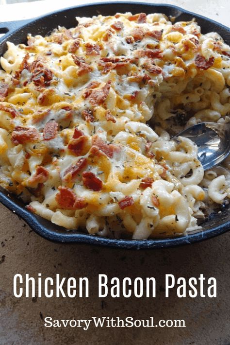 Chicken And Linguica Recipes, Pasta And Cheese Recipes, Bake Pasta Recipes, Chicken And Bacon Pasta, Bacon Pasta Bake, Chicken Bacon Pasta, Chicken And Bacon, Baked Pasta Recipes, Bacon Pasta