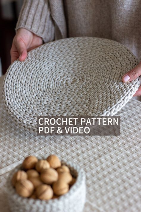 DIGITAL DOWNLOAD - PDF CROCHET ROUND PLACEMAT PATTERN. No physical item will be shipped  All patterns are in ENGLISH (US terms) The crochet round placemat pattern PDF includes: ✔ step by step text instructions ✔ detailed YouTube videos of the process Once the payment has been made, the file download is instantaneous. You will receive 1 PDF file. - DETAILS AND OPTIONS - ✔ LEVEL / Beginner, with basic crochet skills Crochet stitches and techniques used: single crochet, slip stitch, chain stitch ✔ Pattern For Placemats For Round Table, Double Crochet Placemat, Crochet Placemat Oval, Crocheted Placemat Patterns, Round Placemats Table Setting Crochet, Chunky Crochet Placemat Pattern, Crochet Plate Mat Christmas, Dough Bowl Crochet Pattern, Placemat Pattern For Round Table