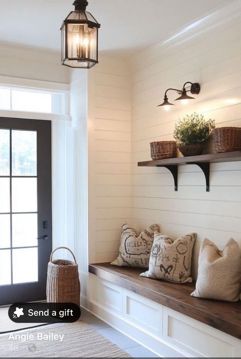 Shiplap Mudroom Entryway, Front Foyer Ideas Entryway, Large Entry Way Ideas, Basement Suite, Foyer Ideas Entryway, Mudroom Entryway, Entry Way Design, Hall Decor, Board And Batten