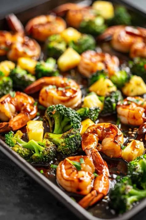 5 Easy Sheet Pan Dinners for Weeknight Meal Prep (That Don't Taste Like Leftovers) - Meal Prepify Easy Pan Meals, Shrimp Broccoli Sheet Pan Dinner, One Pan Seafood Meals, Easy Weeknight Dinners Healthy Chicken, Chicken And Shrimp Sheet Pan Dinner, Frozen Shrimp Sheet Pan Dinner, Oven Pan Meals, Hawaii Chicken Sheet Pan, Easy Weeknight Dinners Healthy Sheet Pan