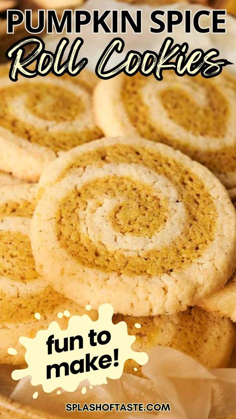 Pumpkin Spice Roll Cookies, Pumpkin Spice Rolls Recipe, Pumpkin Pinwheel Cookies, Pumpkin Swirl Cookies, Pumpkin Coffee Cookies, Pumpkin Roll Cookies, Stuffed Pumpkin Cookies, Pumpkin Spice Roll, Wrapped In Vanilla