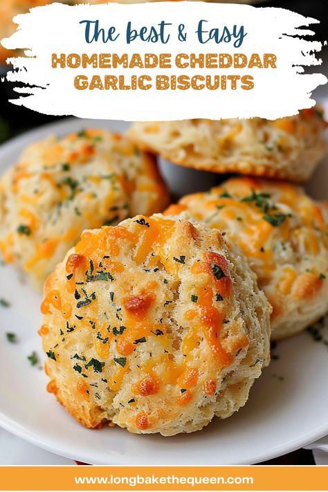 Whip up these mouthwatering Homemade Cheddar Garlic Biscuits in just 17 minutes! Perfectly fluffy and packed with sharp cheddar, fragrant garlic, and a sprinkle of Old Bay seasoning, these biscuits are ideal for any meal. Serve them warm for a comforting, cheesy delight that everyone will love. Don't forget to save this recipe for your next dinner—your family will thank you! Pin now to cherish and bake later! Garlic Biscuits, Cheesy Biscuit, Cheddar Bay Biscuits, Cheddar Biscuits, Biscuit Bread, Red Lobster, Biscuit Recipe, Bread Dough, Copycat Recipes