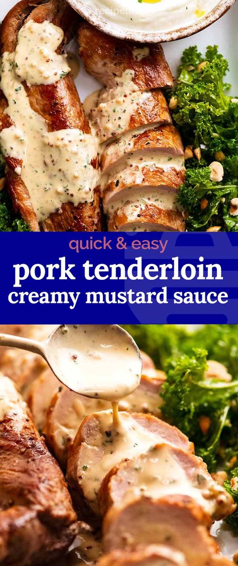 Island Pork Tenderloin Recipes, Pork Loin Quick Recipes, Pork Tenderloin Creamy Mustard Sauce, Pork Tenderloin Recipes Cream Sauce, Pork With Cream Sauce, Pork With Mustard Cream Sauce, New Years Pork Tenderloin Recipes, Easter Pork Tenderloin Recipes, Best Dinner For Company