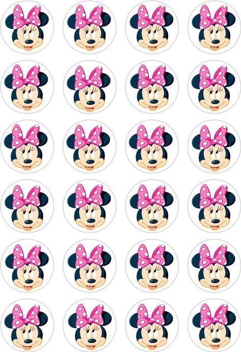 Mini Mouse Cupcakes Toppers, Minnie Mouse Biscuits, Mini Mouse Cake Topper Printable, Minnie Mouse Cake Topper Printable, Mini Mouse Face, Cupcakes Templates, Minnie Mouse Printables, Paper Cupcake Toppers, Minnie Mouse Cupcake Toppers