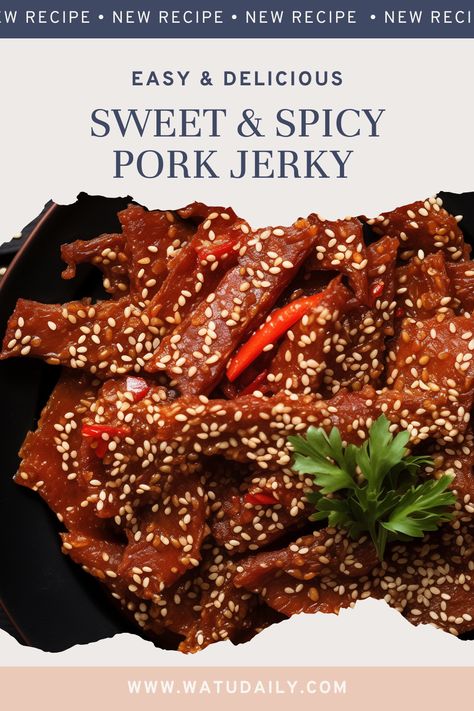 Jerkey Recipes Dehydrator Pork, Beef Jerky Recipe Dehydrator Ninja Foodi, Pork Jerky Recipe Smokers, Sweet And Hot Jerky Recipe, Ground Meat Jerky Recipes, Jerky Recipes Marinade, Dehydrator Jerky Recipes, Korean Bbq Pork Jerky Recipe, Hamburger Jerky Recipe Dehydrator