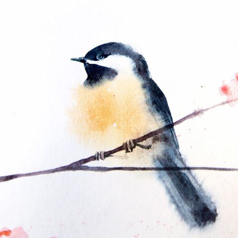 Watercolor Birds Paintings Simple, Easy Watercolor Birds Painting Tutorials, Watercolor Art Birds Easy, Simple Watercolor Birds, Watercolour Birds Simple, Watercolor Birds Tutorial Step By Step How To Paint, Loose Watercolor Birds, Simple Watercolor Tutorial, Simple Water Painting