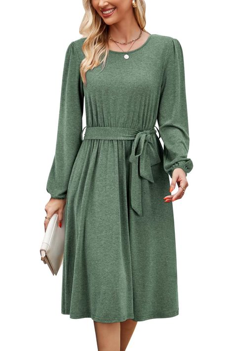 PRICES MAY VARY. FALL DRESSES FOR WOMEN 2024: Long sleeve dress for women adopts soft, stretchy and lightweight fabric, comfortable to wear all day. WEDDING GUEST DRESSES FOR WOMEN FALL: Long sleeve dress/ women's casual dresses/ dress with pockets/ flowy dresses for women/ elastic waist/ crew neck/ a line dresses for women/ tie waist dres/ long sleeve midi dress/ midi dresses for women/ modest dresses for women/ homecoming dresses/ belted dress/ fall wedding guest dresses/ winter dress/ spring Wedding Guest Dresses Winter, A Line Dresses For Women, Winter Dresses For Work, Fall Dresses For Women, Long Sleeve Dress Casual, Sleeve Dress Casual, Long Sleeve Dresses Fall, Modest Dresses For Women, Teacher Dresses