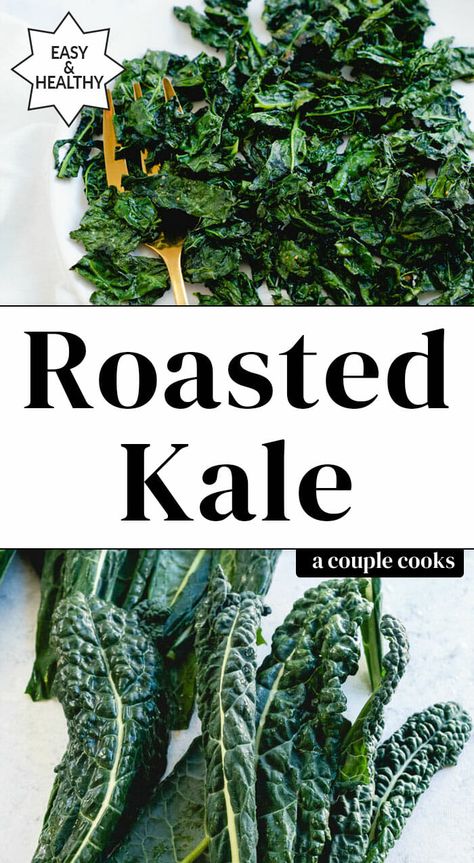 Roasted kale is a tasty, easy side dish! Baked until tender and crispy at the edges, it's quick to make and a total crowd pleaser. #kale #roasted #kalerecipe #roastedkale #sidedish #easyside #healthysidedish Roasted Kale Recipes, Roasted Eggplant Pasta, Roasted Kale, Dinosaur Kale, Side Dishes For Salmon, Baked Kale, Baked Rigatoni, Picnic Recipes, Sauteed Kale