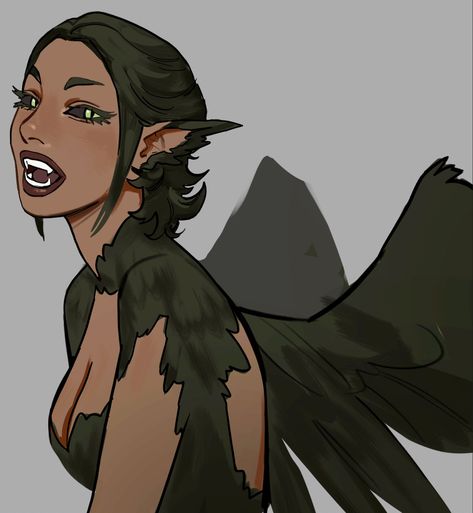 Harpy Character Art, Crow Harpy, Naga Character Design, Harpy Oc, Satyr Art, Hairstyle Art, Chippers, Love Interest, Fantasy Races