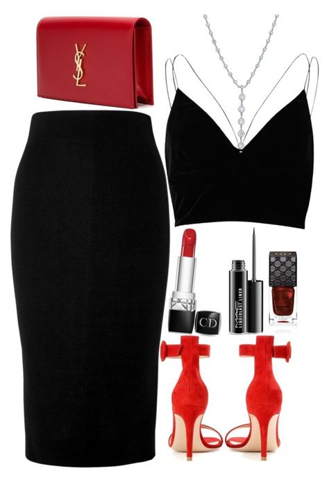 "Untitled #1637" by mihai-theodora ❤ liked on Polyvore featuring Gianvito Rossi, Victoria Beckham, River Island, Yves Saint Laurent, Christian Dior, MAC Cosmetics, Tiffany & Co. and Gucci Valentines Dinner, Chic Wardrobe, Looks Pinterest, Mode Kpop, Going Out Outfits, Looks Chic, Fancy Outfits, Mode Inspiration, Night Outfits