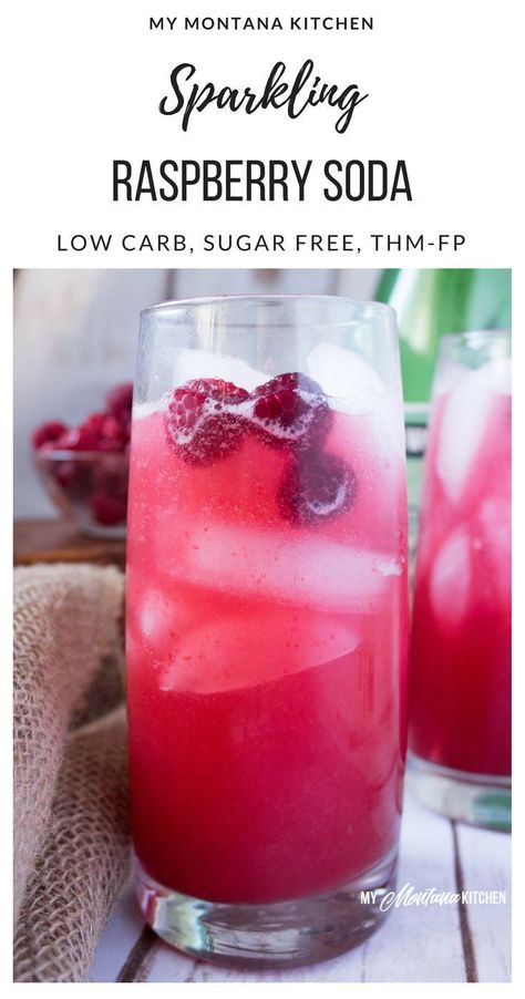 Make an easy Sparkling Raspberry Soda with a simple sugar free raspberry soda syrup and sparkling water! This Raspberry Soda makes a refreshing drink. #sugarfreeraspberrysoda #raspberrysodarecipe Trim Healthy Mama Drinks, Soda Stream Recipes, Sugar Free Cocktails, Montana Kitchen, Soda Syrup, Healthy Soda, Sugar Free Drinks, Homemade Soda, Low Carb Drinks