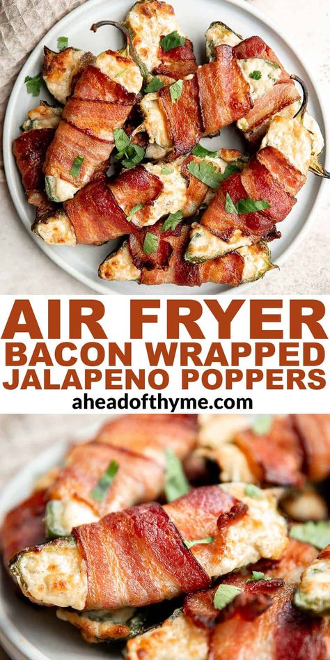 Bacon Wrapped Jalapeño Poppers (Air Fryer) Jalepeno Popper Air Fryer, Bacon Wrapped Jalapenos In Air Fryer, Jalapeno Poppers Bacon Wrapped Air Fryer, Football Air Fryer Recipes, Jalepeno Poppers Bacon Wrapped Air Fryer, Stuffed Jalapeno Peppers Bacon Wrapped Air Fryer, Air Fry Jalapeno Bacon Wrapped, Jalapeño Peppers Wrapped In Bacon, Bacon Wrapped Jalepeno Recipes