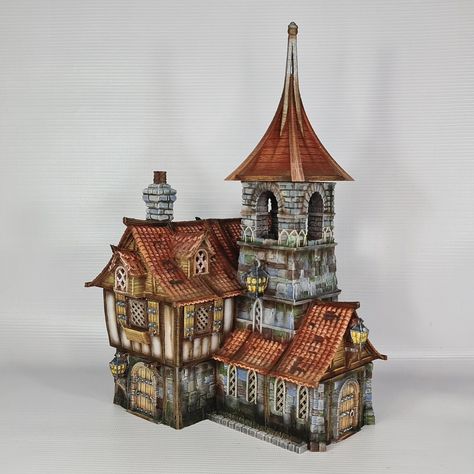 3D Printed, 28mm scale building from the Medieval RPG Town kickstarter by 3DP4U Approximate Dimensions: 150 mm x 170 mm x 290 mm Printed in PLA, will require some cleanup and assembly. If you're interested in having this scaled up or down in size, please contact me. Commercial license from 3DP4U https://www.kickstarter.com/projects/104226469/pay-what-you-want-medieval-rpg-town-houses/description Small Castles, Medieval Tower, Cottage Floor Plans, Medieval Houses, Building Concept, Minecraft House Designs, Minecraft Architecture, Minecraft Tutorial, Fantasy House