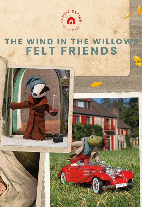 Preview of Cynthia Treen's new book, The Wind in the Willows Felt Friends, that brings the classic Badger, Mole, Ratty and Toad to life. A classic in the making! #thewindinthewillows #feltanimals #threadfollower #miniatures Cynthia Treen, Literature Party, Nursery Crafts, The Wind In The Willows, Wind In The Willows, Felt Animal, Friend Book, Design Maker, Willow Pattern