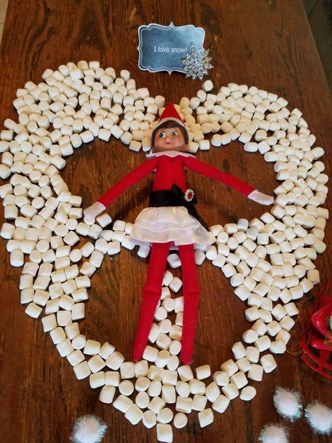 Elf On The Shelves, Elf On Shelf, Awesome Elf On The Shelf Ideas, Elf Magic, Elf Activities, Xmas Elf, Elf Antics, Elf Fun, Snow Angel