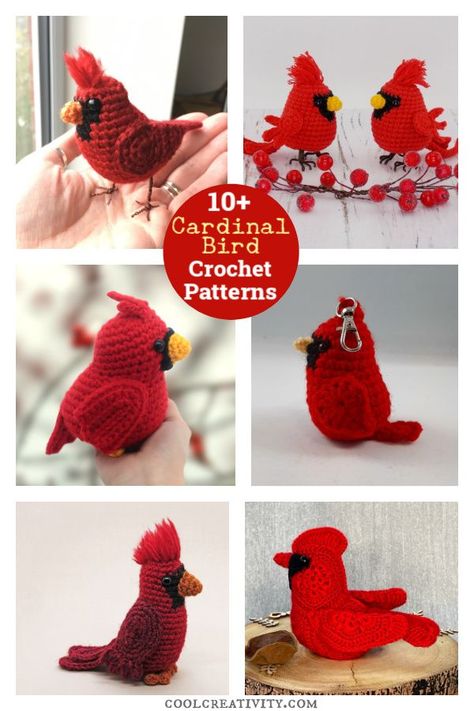 10+ Cardinal Bird Amigurumi Crochet Patterns Crochet Red Bird Pattern Free, Crochet Cardinal Pattern Free, Amigurumi Bird Free Pattern, Crochet Cardinal, Amigurumi Birds, Yarn Toys, Bird Amigurumi, Crochet Critters, Bird Crochet