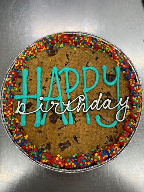 Birthday Cookie Cakes Decorated, Mens Cookie Cake, Disney Cookie Cake, Decorating Cookie Cakes, Decorating A Cookie Cake, Large Cookie Decorating Ideas, Decorated Cookie Cake Ideas, Birthday Message Cookies, Cookie Cakes Birthday Designs