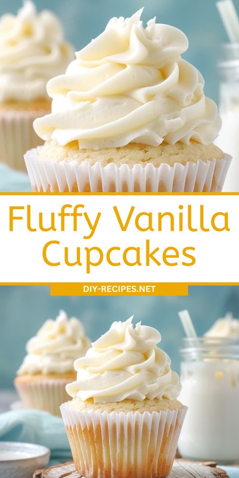 Get the fluffiest Vanilla Cupcakes with this recipe. Perfect for family gatherings or parties. Vanilla Cupcakes For Wedding, Fluffiest Vanilla Cupcakes, Easy White Cupcake Recipe, The Best Vanilla Cupcake Recipe, Easy Vanilla Cupcakes Simple, Moist Vanilla Cupcakes With Oil, Cupcakes With Pudding Mix Vanilla, Fast Cupcake Recipe, Homemade Vanilla Cupcakes From Scratch