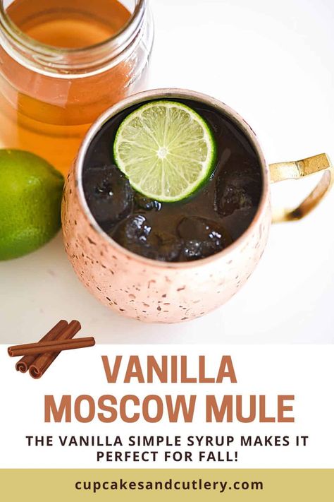 Russian Mule Recipe, Vanilla Vodka Cocktails Easy, Thanksgiving Moscow Mule Recipe, Fall Moscow Mule Recipe, Mule Recipe Vodka, Fall Moscow Mule, Vanilla Vodka Cocktails, Vanilla Vodka Drinks, Mule Variations