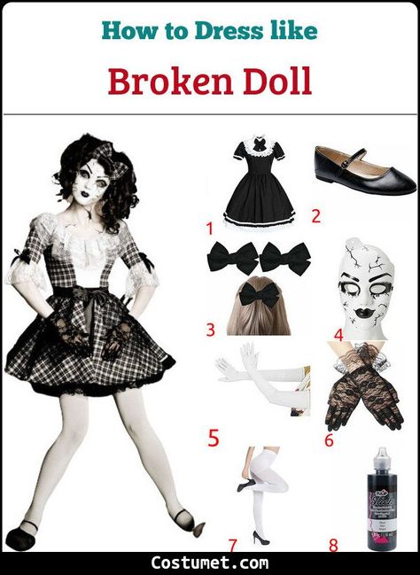 Broken Doll Halloween Costume, Cracked Mask, Scary Doll Costume, Creepy Doll Halloween Costume, Broken Doll Halloween, Creepy Doll Costume, Broken Doll Costume, Doll Makeup Halloween, Diy Doll Costume