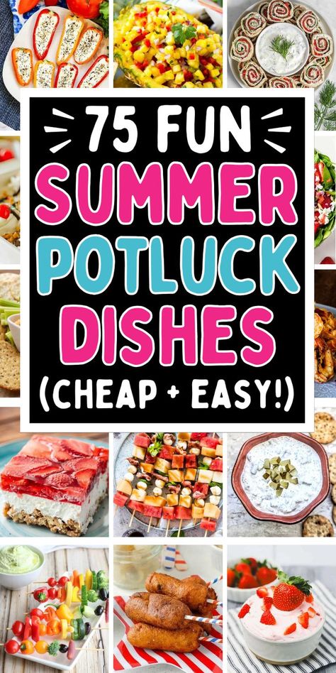 easy potluck dishes crowd pleasers parties Yummy Potluck Dishes, Team Potluck Ideas, Easy Passing Dishes, Quick Dishes For Party, Cookout Potluck Ideas, Family Reunion Recipes Potlucks, Best Summer Potluck Dishes, Potluck Dishes Summer, Easy Get Together Food