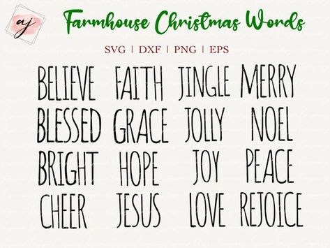 Words For Christmas, Christmas Words, Word File, Christmas Bundle, Word List, Monogram Svg, Svg Christmas, Svg Designs, Christmas Quotes