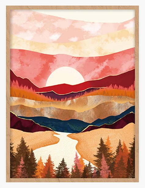 PRICES MAY VARY. HOW TO SET THE TONE of your room? How about from the walls out with this gorgeous boho wall art. This nature scenery themed art prints will be the focal point of your space, inspire conversation when friends visit your home! A GREAT PIECE of art for your bathroom, living room, bedroom, home office or dorm. This modern mountain poster will add color to your galley wall or picture collage with its eclectic and modern style. READY TO BE FRAMED as it comes with the industry-standard Peisaj Abstract, Boho Mountain, Art For Living Room Wall, Mountain Wall Decor, Nature Wall Decor, Moon Wall Art, Moon Painting, Mountain Wall, Fall Wall Art