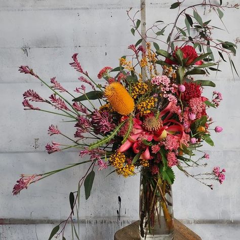 Aussie Native Flowers Wedding, Fynbos Flower Arrangements, Kangaroo Paw Flower Arrangement, Kangaroo Paw Arrangement, Banksia Flower Arrangement, Australian Flower Arrangement, Kangaroo Paw Bouquet, Australian Native Floral Arrangements, Banksia Arrangement