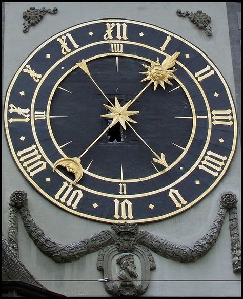 Astonomical clock, Bern, Switzerland Moon Clock, Tick Tock Clock, Medieval Tower, Bern Switzerland, Steampunk Clock, Father Time, Black Wall Clock, Cool Clocks, Time Keeper