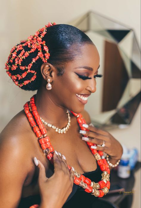 Igbo Traditional Hairstyles, Igbo Bride Hairstyles, Igbo Hairstyles, Marriage Hairstyle, Classy Hairstyle, Traditional Hairstyles, Edo Brides, Igbo Bride, Igbo Wedding