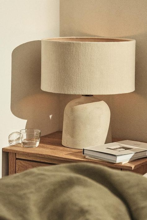 TABLE LAMP WITH CERAMIC BASE - Ecru | ZARA United Kingdom #Embracing #Style #Home #Kitchens #Garden #HomeIdeas #Decor #HomeStyle #Minimalist #Simplicity #in #DecorTips Lamp On Sideboard, H&m Home Bedroom, Japandi Table Lamp, Zara Lamp, Lampe Aesthetic, Zara Home Interiors, Home Decor Ideas Minimalist, Japandi Table, Bedside Table With Lamp