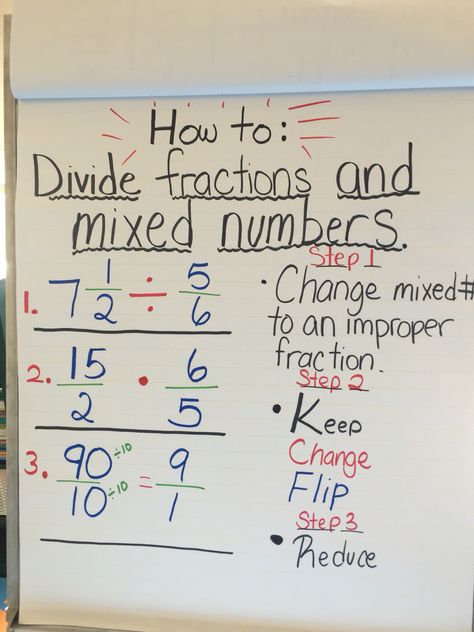 How to divide fractions and mixed numbers Divide Mixed Numbers, Dividing Mixed Numbers Anchor Chart, Dividing Mixed Numbers, How To Divide Fractions, Dividing Mixed Fractions, Fraction Division, Study Skills Worksheets, Divide Fractions, Ged Math